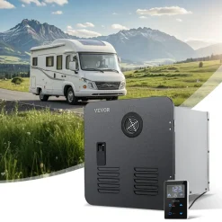 VEVOR RV Tankless Water Heater, Instant Shower with 15 x 15 inches Black Door and Remote Controller, 55000BTU Optimized Comfort Performance Hot Water, Ideal for RVers' Family Everyday Use