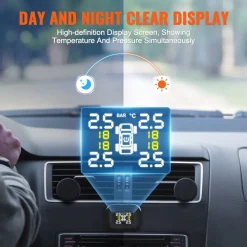 VEVOR RV Tire Pressure Monitoring System, 7.3-87 PSI Trailer TPMS, Universal Wireless Car Alarm System, Waterproof TPMS Sensors Set with 4 Sensors, 5 Alarm Modes, Real-time Display, Easy to Install