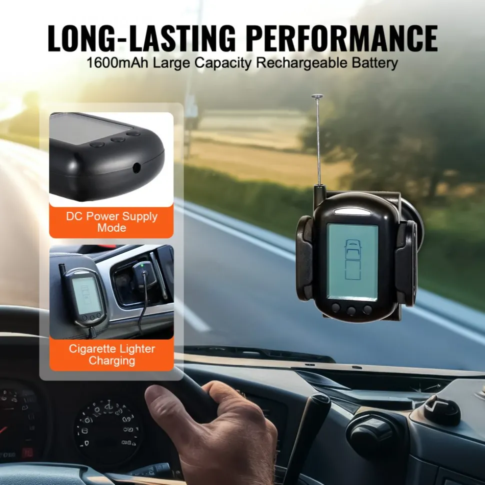 VEVOR RV Tire Pressure Monitoring System, 0-199 PSI Trailer TPMS, Universal Wireless Car Alarm System, Waterproof TPMS Sensors Set with 6 Sensors, 7 Alarm Modes, Real-time Display, Easy to Install