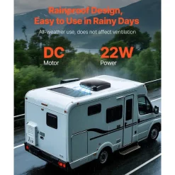 VEVOR RV Vent Fan, 14 inch RV Roof Vent Fan 12V, Powerful 10-Speed Reversible Fan with Remote Control, Built-in Rain Cover, Power Top Lid,12 inch Fan Blade,Fits 14 x14 inch Roof Openings
