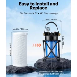 VEVOR RV Water Filter Replacement Cartridge, 5-Micron 3 Pack 3 Stage Premium RV Water Filtration Replacement Cartridge for 2.5" x 10" Filter Housing, Reduces Sediment, Particles, Chlorine, and Odors