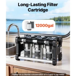 VEVOR RV Water Filter System, 5-Micron 3 Stage Premium RV Water Filtration System with Three Cartridges and 3/4" Fitting for RVs & Campers, Reduces Sediment, Chlorine, Heavy Metals, Odors and More