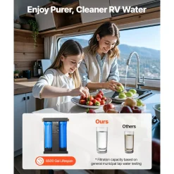 VEVOR RV Water Filtration System, 2-Cartridge Water Filter System for Campers, Remove Chlorine, Bad Tastes, Odors, and Most Contaminants, RV Filter with Bracket for RVs, Boats, Vans