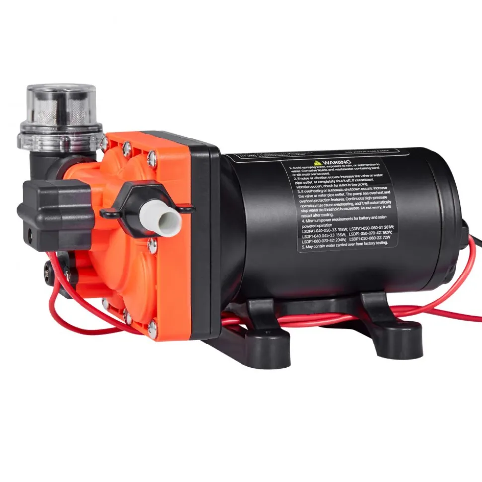 VEVOR RV Water Pump, 12V DC 5 GPM (18.9 L/min), 4-Chamber Self-Priming Diaphragm Water Pump with Automatic Pressure Switch, 70 PSI Max Pressure, On Demand for RV, Caravan, Marine, Yacht, Car Washing