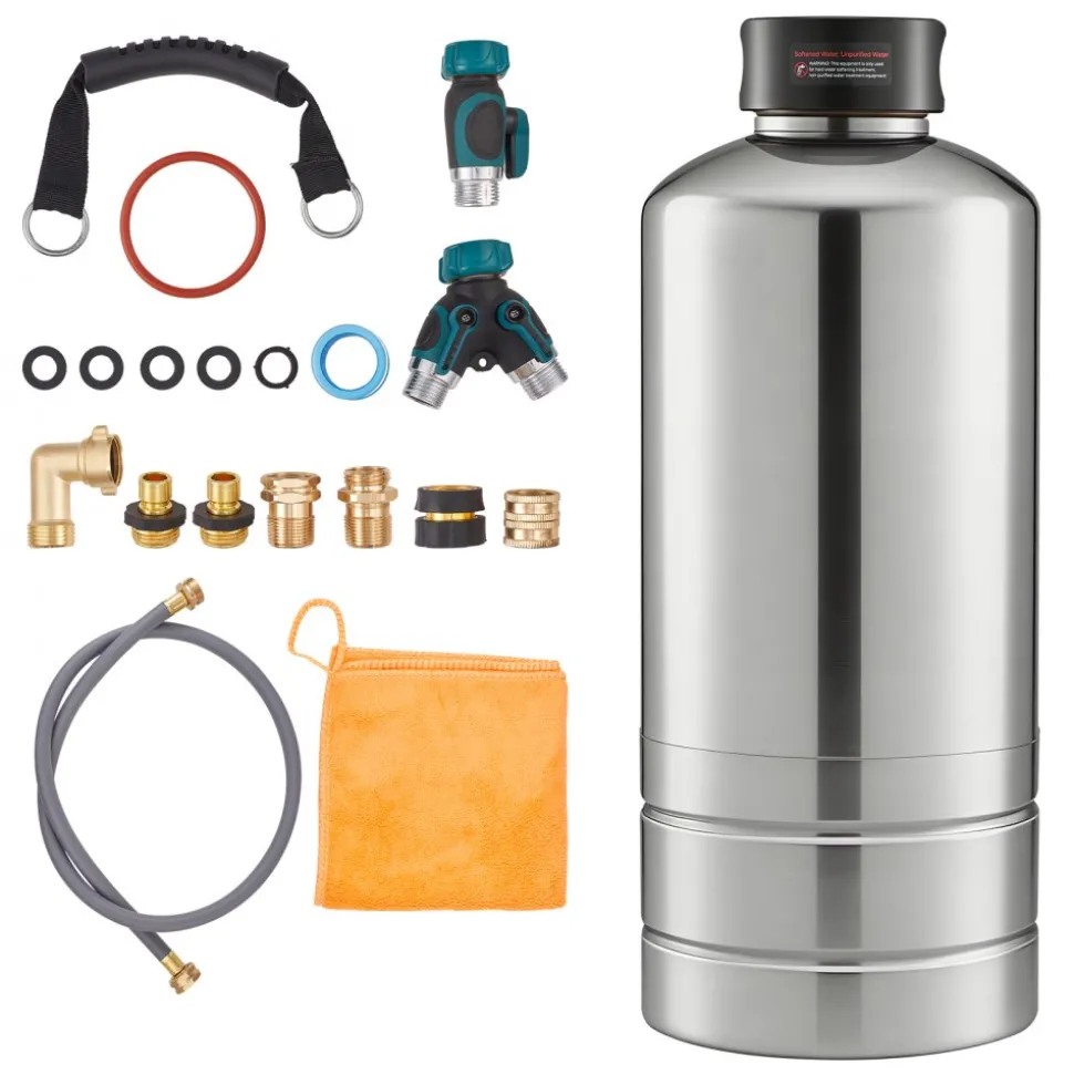 VEVOR RV Water Softener, 16,000 Grain, Portable Water Softener with NPT 3/4" Fittings, Food-Grade Resin, Stainless Steel, Quick Connect, for RVs, Trailers, Boats, Mobile Car Washing, Pressure Washing