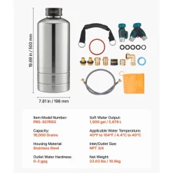 VEVOR RV Water Softener, 16,000 Grain, Portable Water Softener with NPT 3/4