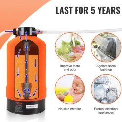 VEVOR RV Water Softener, 16,000 Grain Portable Water Softener, with 3/4" Brass Fittings and 42" Hose, Soften Hard Water Filter System for RVs, Trailers, Boats, Mobile Car Washing, Pressure Washing