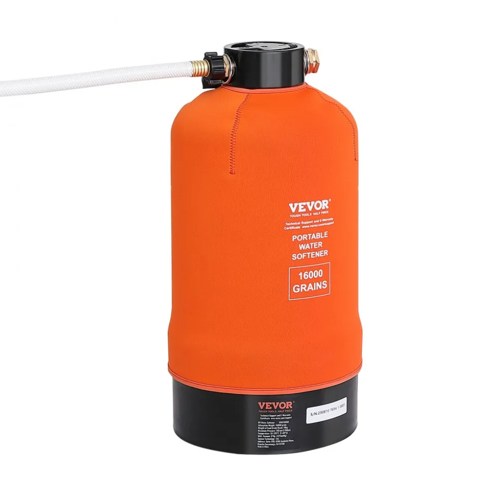VEVOR RV Water Softener, 16,000 Grain Portable Water Softener, with 3/4" Brass Fittings and 42" Hose, Soften Hard Water Filter System for RVs, Trailers, Boats, Mobile Car Washing, Pressure Washing