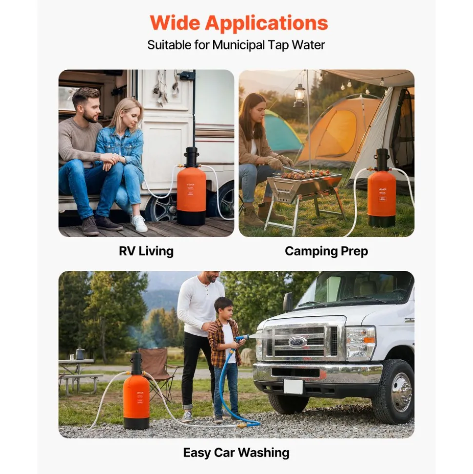 VEVOR RV Water Softener, 16,000 Grain, Portable Water Softener with Filter System, NPT 3/4" Fittings, Food-Grade Resin, Quick Connect, for RVs, Trailers, Boats, Mobile Car Washing, Pressure Washing