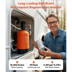 VEVOR RV Water Softener, 16,000 Grain, Portable Water Softener with Filter System, NPT 3/4