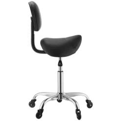 VEVOR Saddle Stool with Back Support, 500 lbs Weight Capacity, Height Adjustable, Quiet Casters, Ergonomic PU Leather Seat, 360° Swivel Saddle Stool Rolling Chair for Salon, Spa, Bar, Medical, Black