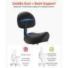 VEVOR Saddle Stool with Back Support Footrest, 500 lbs Weight Capacity, Height Adjustable, Quiet Casters, PU Leather Seat, 360° Swivel Saddle Stool Rolling Chair for Salon, Spa, Bar, Medical, Black