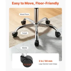 VEVOR Saddle Stool with Back Support, 500 lbs Weight Capacity, Height Adjustable, Ergonomic PU Leather Seat, 360° Swivel Saddle Stool Rolling Chair with Wheels for Salon, Spa, Bar, Medical, Black