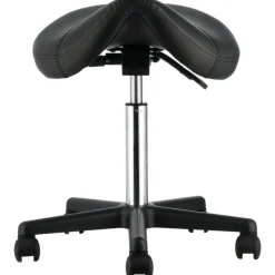 VEVOR Saddle Stool with Wheels, 400 LBS Weight Capacity, Height Adjustable Thickened PU Leather Swivel Saddle Stool Chair for Salon, Spa, Tattoo, Clinic, Black