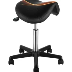 VEVOR Saddle Stool with Wheels, 400 LBS Weight Capacity, Height Adjustable Thickened PU Leather Swivel Saddle Stool Chair for Salon, Spa, Tattoo, Clinic, Black