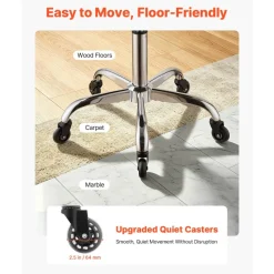 VEVOR Saddle Stool with Wheels, 500 lbs Weight Capacity, Height Adjustable, Quiet Casters, Ergonomic PU Leather Seat, 360° Swivel Saddle Stool Rolling Chair for Salon, Spa, Bar, Home, Medical, Black