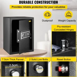 VEVOR Safe Box, 2.1 CU.FT Fingerprint Safe Box for Money with 2 Keys & Digital Keypad, Q235 Steel Safe Box for Storing Cash, Jewelry, Pistols, Documents, Watches in Home & Office & Hotel