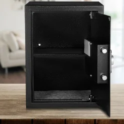 VEVOR Safe Box, 2.1 CU.FT Fingerprint Safe Box for Money with 2 Keys & Digital Keypad, Q235 Steel Safe Box for Storing Cash, Jewelry, Pistols, Documents, Watches in Home & Office & Hotel