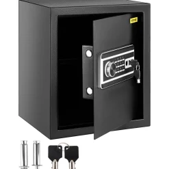 VEVOR Safe Box, 1.7 CU.FT Fingerprint Safe Box for Money with 2 Keys & Digital Keypad, Q235 Steel Safe Box for Storing Cash, Jewelry, Pistols, Documents, Watches in Home & Office & Hotel