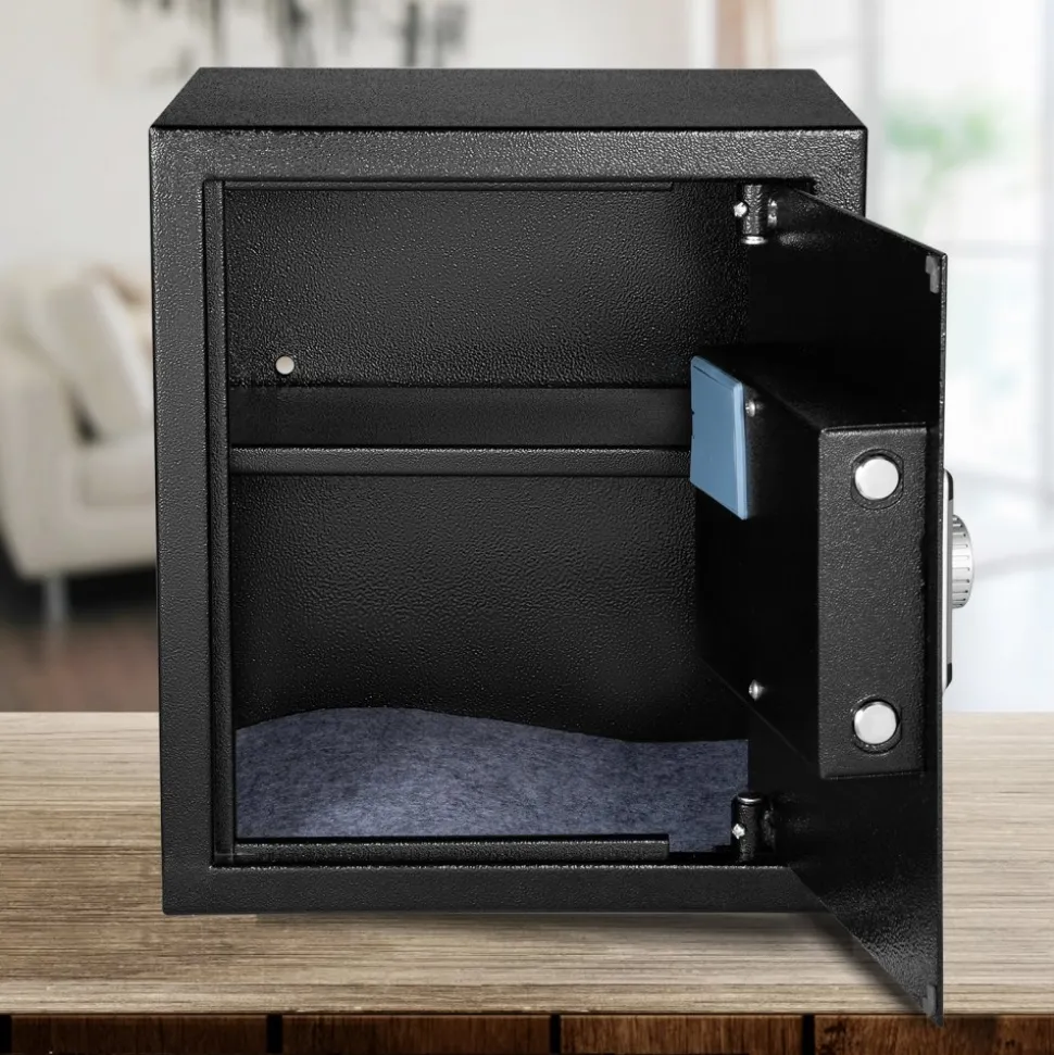 VEVOR Safe Box, 1.7 CU.FT Fingerprint Safe Box for Money with 2 Keys & Digital Keypad, Q235 Steel Safe Box for Storing Cash, Jewelry, Pistols, Documents, Watches in Home & Office & Hotel