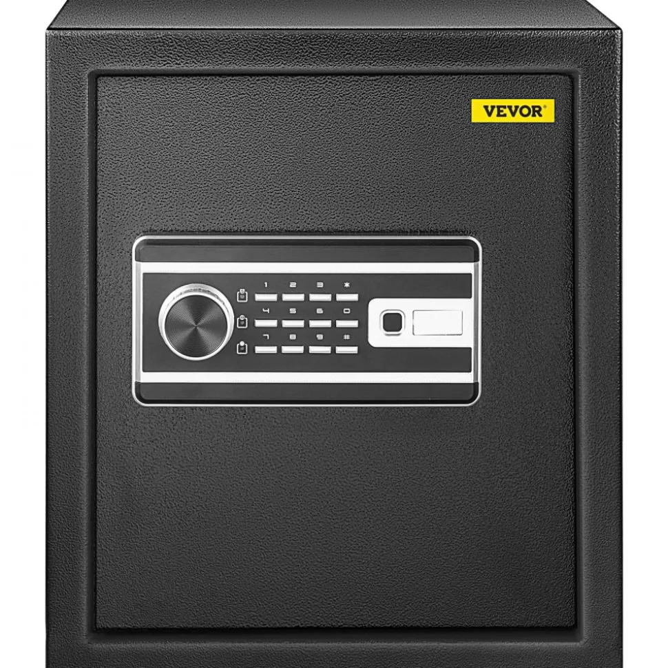 VEVOR Safe Box, 1.7 CU.FT Fingerprint Safe Box for Money with 2 Keys & Digital Keypad, Q235 Steel Safe Box for Storing Cash, Jewelry, Pistols, Documents, Watches in Home & Office & Hotel