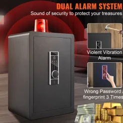 VEVOR Safe, 2.2 Cubic Feet Home Safe, Steel Security Safe with Fingerprint, Digital Keypad and 2 Keys, Cabinet Safe with Large Fire-proof Bag, Protect Cash, Gold, Jewelry, Documents, 15.8x13x23.6 inch