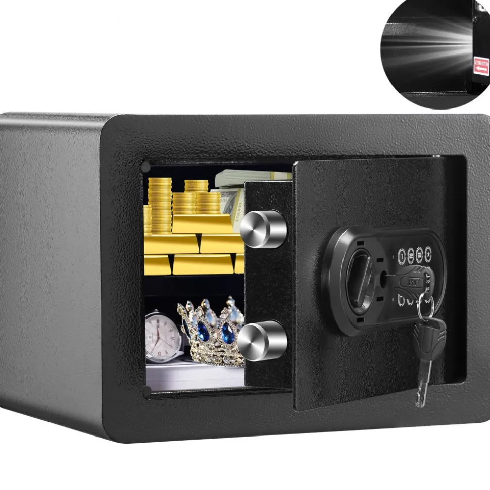 VEVOR Safe, 0.5 Cubic Feet Home Safe, Steel Security Safe with Digital Keypad and 2 Keys, Wall-Mounted Cabinet Safe Protect Cash, Gold, Jewelry, Documents for Home, Hotel, 13.8 x 9.8 x 9.8 inches
