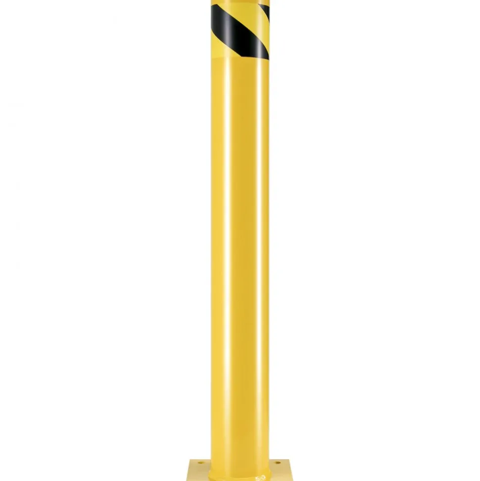 VEVOR Safety Bollard, 42 Inch Height Bollard Post, 5.5 Inch Diameter Steel Pipe Safety Bollard Post, Yellow Steel Bollard, Steel Safety Bollard with 8 Anchor Bolts, Perfect for Traffic-Sensitive Area