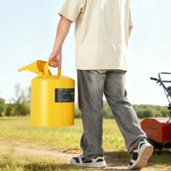 VEVOR Safety Can, 5 Gallon Type I Yellow Safety Can for Diesel with Stainless Steel Flame Arrester, Self-Closing Lid, and PE Funnel, Carbon Steel Flammable Storage Container with Ergonomic Handle