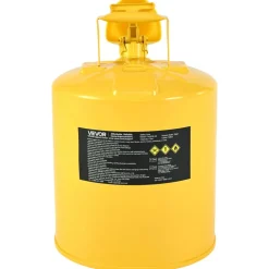 VEVOR Safety Can, 5 Gallon Type I Yellow Safety Can for Diesel with Stainless Steel Flame Arrester, Self-Closing Lid, and PE Funnel, Carbon Steel Flammable Storage Container with Ergonomic Handle