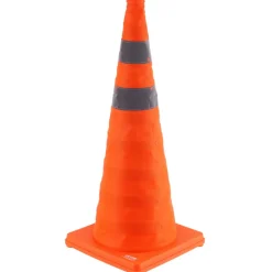 VEVOR Safety Cones, 4 Pack 28 inch Collapsible Traffic Cones, Construction Cones with Reflective Collars, Wide Base and A Storage Bag, for Traffic Control, Driving Training, Parking Lots