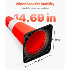 VEVOR Safety Cones, 8 x 30" Traffic Cones, PVC Orange Construction Cones, Reflective Collars Traffic Cones with Black Weighted Base Used for Traffic Control, Driveway Road Parking and School Improvem