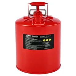 VEVOR Safety Gas Can, 5 Gallon Type II Red Safety Can for Gasoline with Stainless Steel Flame Arrester, Self-Closing Lid & Flexible Metal Spout, Carbon Steel Flammable Storage with Ergonomic Handle