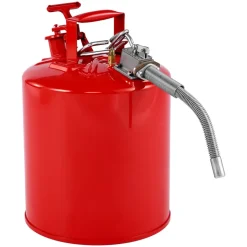 VEVOR Safety Gas Can, 5 Gallon Type II Red Safety Can for Gasoline with Stainless Steel Flame Arrester, Self-Closing Lid & Flexible Metal Spout, Carbon Steel Flammable Storage with Ergonomic Handle
