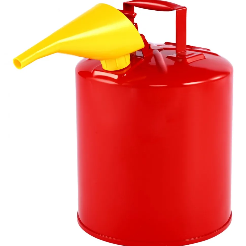 VEVOR Safety Gas Can, 5 Gallon Type I Red Safety Can for Gasoline with Stainless Steel Flame Arrester, Self-Closing Lid, and PE Funnel, Carbon Steel Flammable Storage Container with Ergonomic Handle
