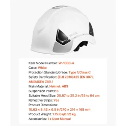 VEVOR Safety Helmet, ANSI/ISEA Z89.1 Approved ABS Safety Hard Hat with 6-Point Ratchet Suspension, Adjustable Vented Hardhat for Men Women Adults, for Outdoor Indoor Industrial Construction Workwear