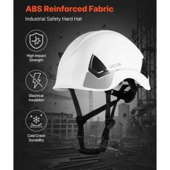 VEVOR Safety Helmet, ANSI/ISEA Z89.1 Approved ABS Safety Hard Hat with 6-Point Ratchet Suspension, Adjustable Vented Hardhat for Men Women Adults, for Outdoor Indoor Industrial Construction Workwear