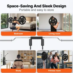 VEVOR Safety Squat Bar, 700 LBS Fitness Squat  Bar, Safety Squat Bar Attachment with Shoulder and Arm Pads, 28mm Diameter Weight Bar, Ideal for Front Squats, Lunges, Rehab, Physical Therapy