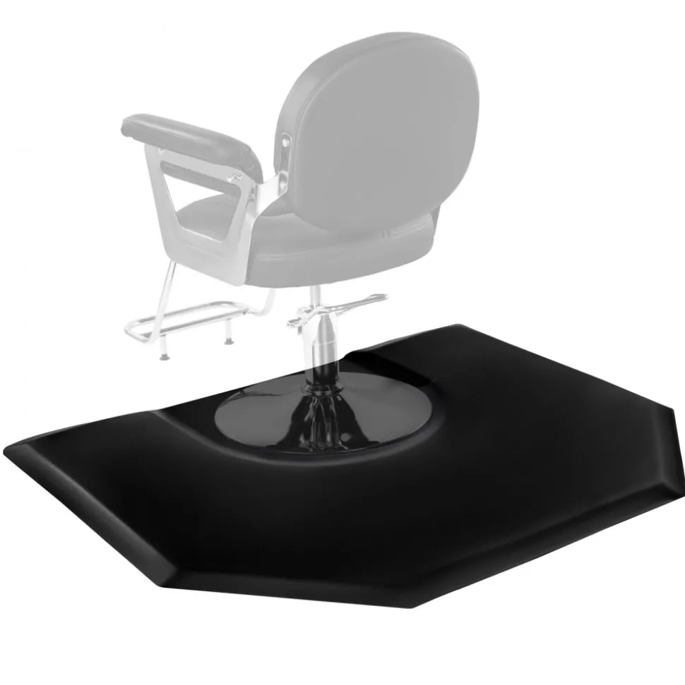 VEVOR Salon Mat for Hair Stylist, 4 x 5 FT Hexagon Salon Chair Mat Anti Fatigue, 1-inch Thickened Barber Shop Floor Mat with Round Cut Out, Easy-to-Clean PVC Surface & Anti-Trip Beveled Edges