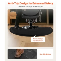 VEVOR Salon Mat for Hair Stylist, 3 x 5 FT Semi-circle Salon Chair Mat, 1/2-inch Thickened Anti Fatigue Barber Shop Floor Mat with Round Cut Out, Easy-to-Clean PVC Surface & Anti-Trip Beveled Edges