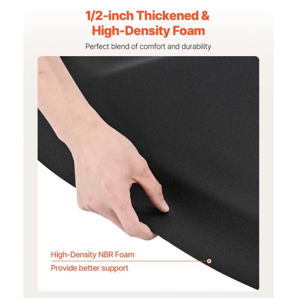 VEVOR Salon Mat for Hair Stylist, 3 x 5 FT Semi-circle Salon Chair Mat, 1/2-inch Thickened Anti Fatigue Barber Shop Floor Mat with Round Cut Out, Easy-to-Clean PVC Surface & Anti-Trip Beveled Edges