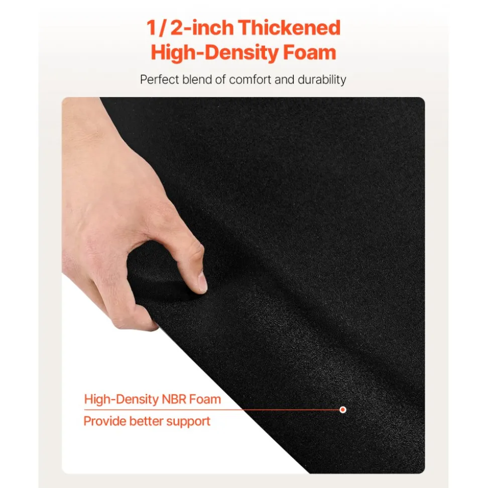 VEVOR Salon Mat for Hair Stylist, 3 x 4 FT Semi-circle Salon Chair Mat, 1-inch Thickened Anti Fatigue Barber Shop Floor Mat with Round Cut Out, Easy-to-Clean PVC Surface & Anti-Trip Beveled Edges