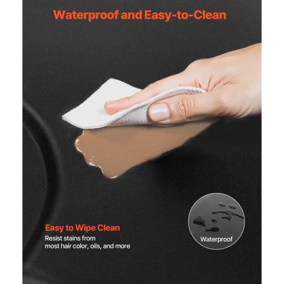 VEVOR Salon Mat for Hair Stylist, 3 x 4 FT Semi-circle Salon Chair Mat, 1-inch Thickened Anti Fatigue Barber Shop Floor Mat with Round Cut Out, Easy-to-Clean PVC Surface & Anti-Trip Beveled Edges
