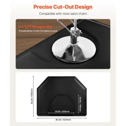 VEVOR Salon Mat for Hair Stylist, 3 x 4 FT Semi-circle Salon Chair Mat, 1-inch Thickened Anti Fatigue Barber Shop Floor Mat with Round Cut Out, Easy-to-Clean PVC Surface & Anti-Trip Beveled Edges
