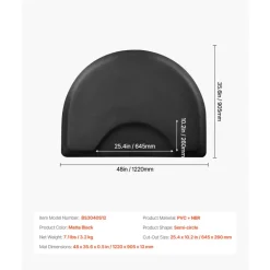 VEVOR Salon Mat for Hair Stylist, 3 x 4 FT Semi-circle Salon Chair Mat, 1/2-inch Thickened Anti Fatigue Barber Shop Floor Mat with Round Cut Out, Easy-to-Clean PVC Surface & Anti-Trip Beveled Edges