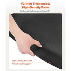 VEVOR Salon Mat for Hair Stylist, 3 x 4 FT Semi-circle Salon Chair Mat, 1/2-inch Thickened Anti Fatigue Barber Shop Floor Mat with Round Cut Out, Easy-to-Clean PVC Surface & Anti-Trip Beveled Edges