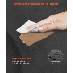 VEVOR Salon Mat for Hair Stylist, 3 x 4 FT Semi-circle Salon Chair Mat, 1/2-inch Thickened Anti Fatigue Barber Shop Floor Mat with Round Cut Out, Easy-to-Clean PVC Surface & Anti-Trip Beveled Edges