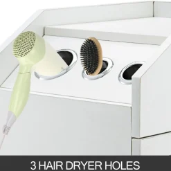 VEVOR Salon SPA Beauty Hairdressing Cart White Storage Trolley with 4 Drawers Rolling Wheels Lockable 2 Keys with Hairdryer Holder Space-Saving Side Tray