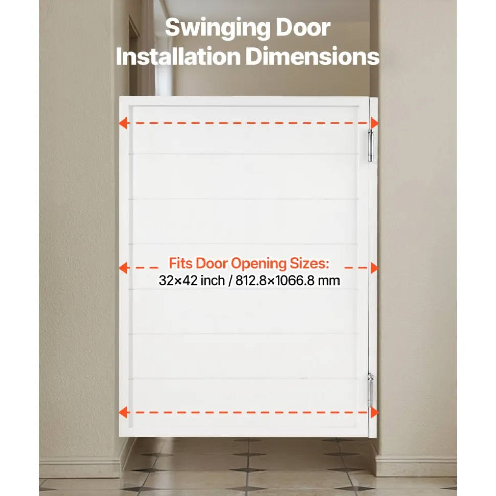 VEVOR Saloon Doors, 32"W x 42" H Single Swinging Cafe Interior Doors, Square Design Premium Pine Wood, with Hinges & Hardware Kit, Easy to Install, for Hallway Kitchen Bar Pub Entrance, White