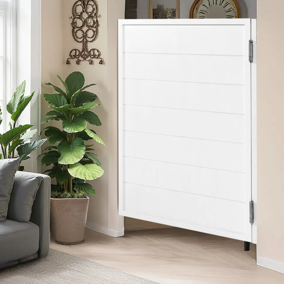 VEVOR Saloon Doors, 32"W x 42" H Single Swinging Cafe Interior Doors, Square Design Premium Pine Wood, with Hinges & Hardware Kit, Easy to Install, for Hallway Kitchen Bar Pub Entrance, White